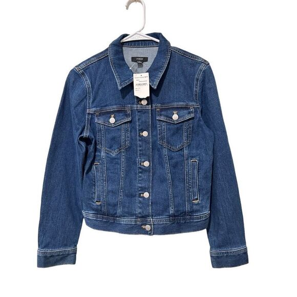 J. Crew Long Sleeve Button Front Chest Pocket Denim Jacket Blue Small NWT - Picture 1 of 15